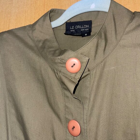 Le Crillon Womens Cotton Button Front A-line Dress Size 6 Khaki Tan Vintage - Picture 5 of 13